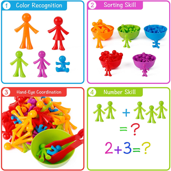 Montessori-spil 2 3 4 5 år gammel(9*9*17CM), tælling og sortering