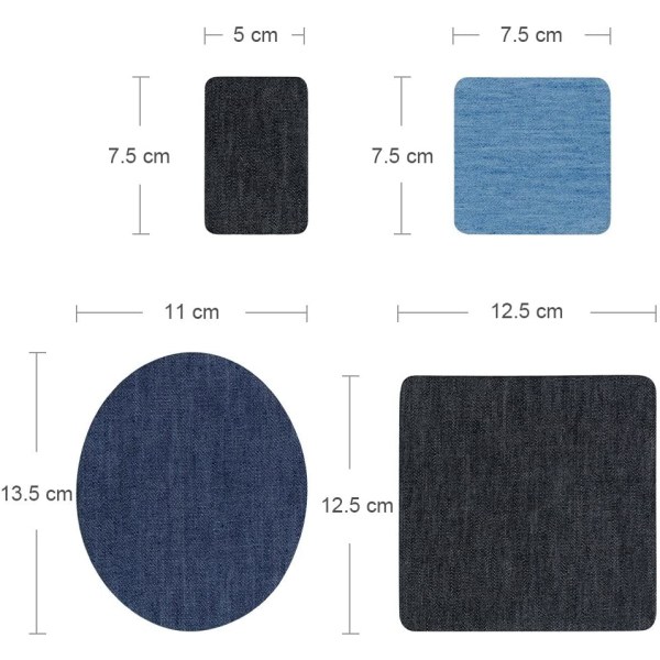 Anpro 30 st denimlappar oval blå lapp tyg strykjärnslappar