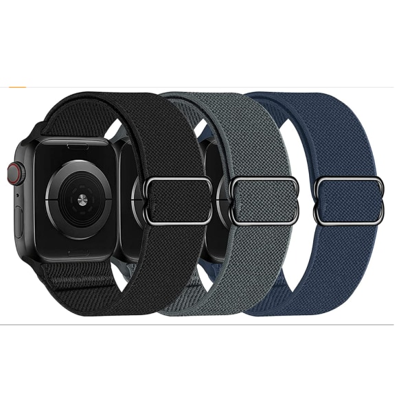 3-pack elastisk nylon kompatibel Apple Watch 41mm 40mm