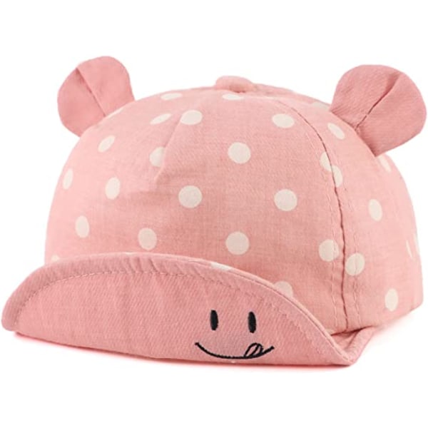 Rosa-Polka Bomull Baby Cap 12 till 24 Månader för Flicka Pojke Barn Su