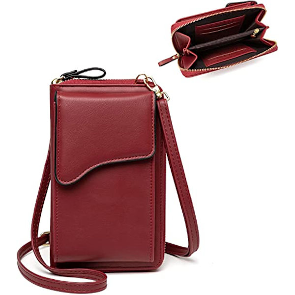 Pieni nahkainen olkalaukku, crossbody-laukku, matkapuhelinlompakko