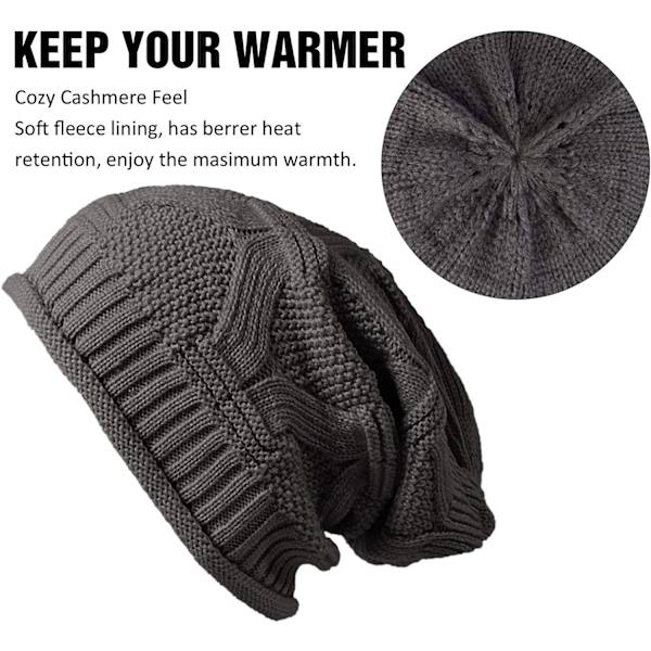 2 stk. Dame Vinterhue Vinterhue Varm Strikket Hue Slouchy B
