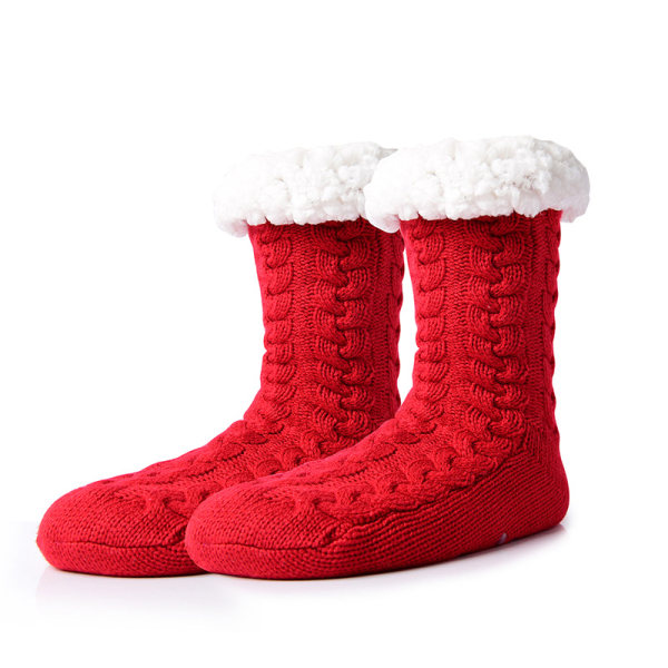 Kvinders vintergulvsokker - Røde tykke flannel Arctic Socks Midso