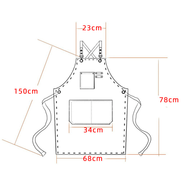 (Lilla) Herre kjøkkenforkle lerret forklær med 3 lommer vanntett og justerbar forkle for grill, restaurant, hage, snekker, 78 * 68cm