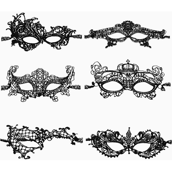 Venetiansk mask, 6 stycken Maskeradbal mask Spetsmask Venetiansk Maskeradmask Sexig spetsmask för kvällskväll balett