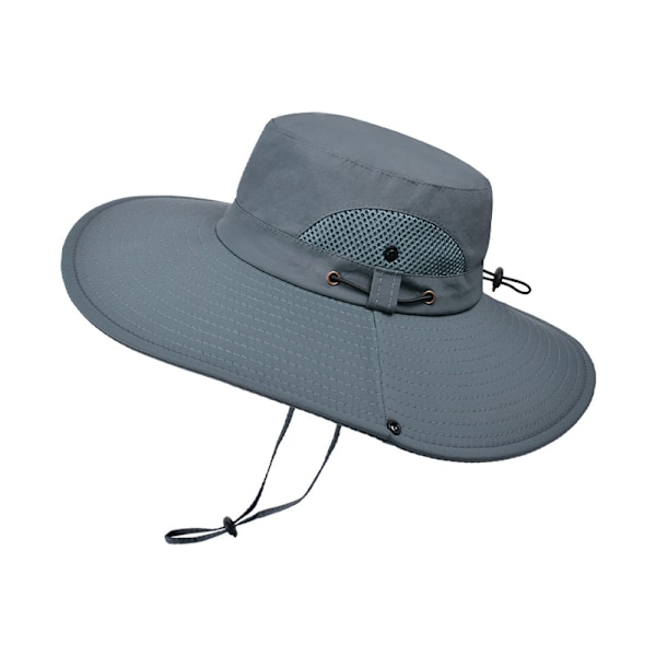 Solhatt Anti-UV UPF 50+ Utomhus Fiskehatt Bred Brätte Fiske (Grå) F
