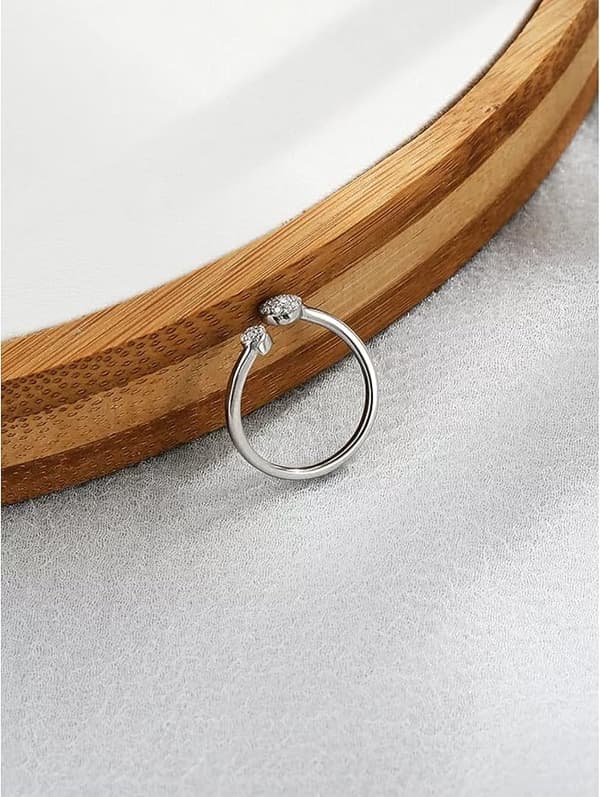 S925 Sterling Sølv Kvinner Ring Spark Zirkon Smykker Full Hjerte
