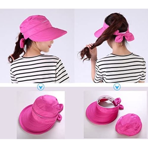 Kvinder Damer Justerbar Solhat Foldbar Visor Cap Bred Skygge Sol