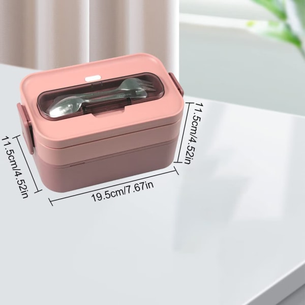 Pink - 1600ML bento boks med bestik, lækagesikker bento boks, dragt