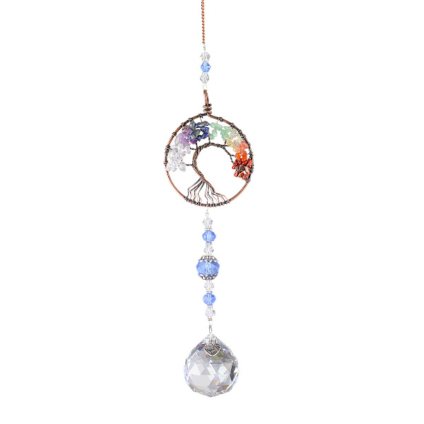 Longevity Tree Kristall Regnbåge Suncatcher Glas Livets Träd Orn