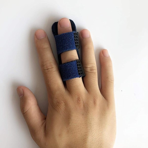 2 stk justerbar fingerskinne til smertelindring (blå)