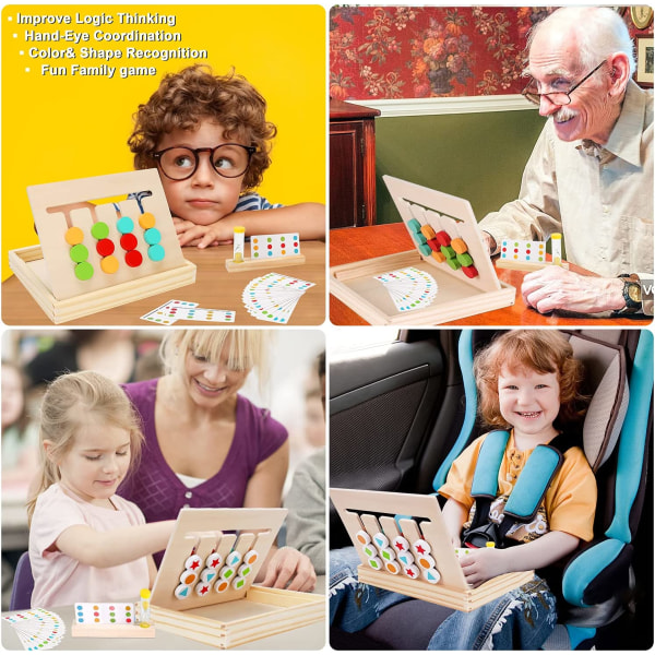 Montessori lärde sig att matcha färgen och formen på leksaksskateboard
