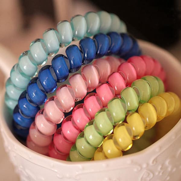 Candyfarvede 10 stk. spiralhårbånd, spiralelastiske hårbånd,