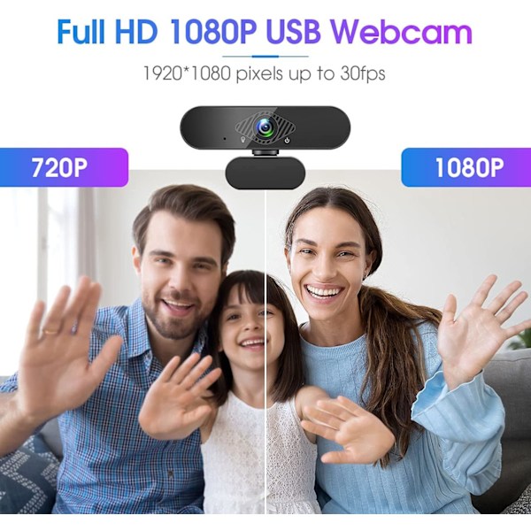 USB-webkamera, 1080P streaming-webkamera med mikrofon til pc, MAC, L