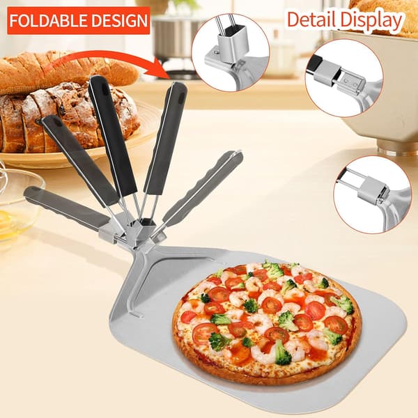 Pizzaspade, Professionel Perforeret Pizzaspade 32 x 32 cm, Stor Overfladeholder, med Fold