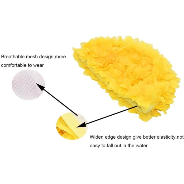 1 stk. Gul Retro Svømmehette for Kvinner Blomstermønster, Svømming
