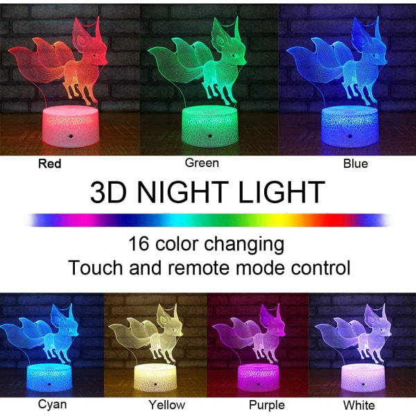 Barnens nattlampor Sänglampa Fox Presents 16 färger med Remo