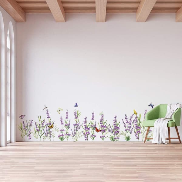 decalmile Väggdekaler Lavendelblommor Hörnlist Vägg St