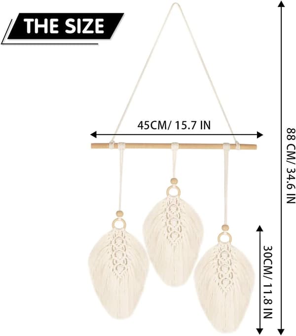 Bohemian Macrame Deco Macrame Fjær Vegg Henge Macrame W