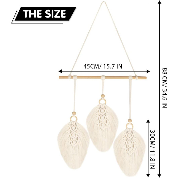 Bohemisk Macrame Deko Macrame Fjäder Vägg Hängande Macrame W