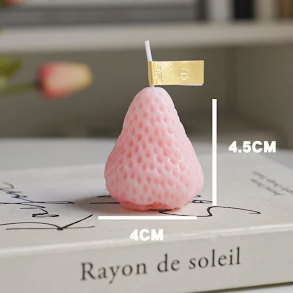 Jordgubbsformade Mini Doftljus - Rosa - 4 Stycken