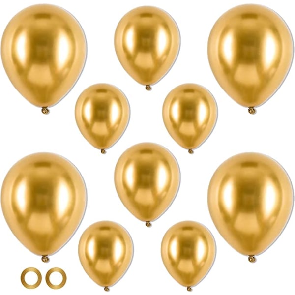 Gullballonger, 50 pakke metallgullballonger 12" kromgullballong