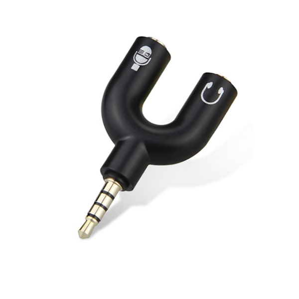 2 stk (Svart) Hodetelefonadapter 3,5 mm Headset Mikrofonkonverter
