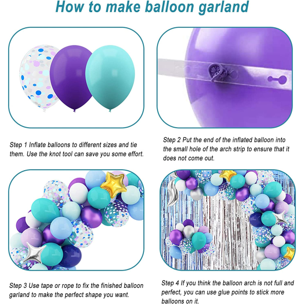 Havfrue ballon guirlande sæt havfrue fest dekoration, 12'' 10''