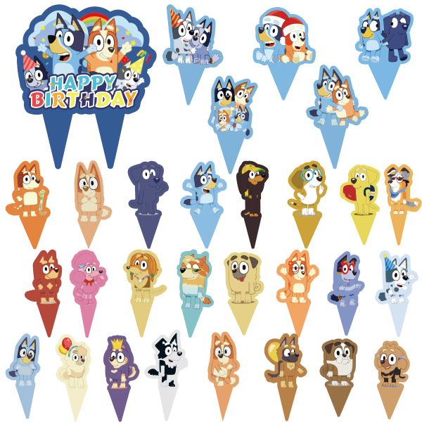 60 pieces Cartoon dog cake decorations, birthday cake decorations