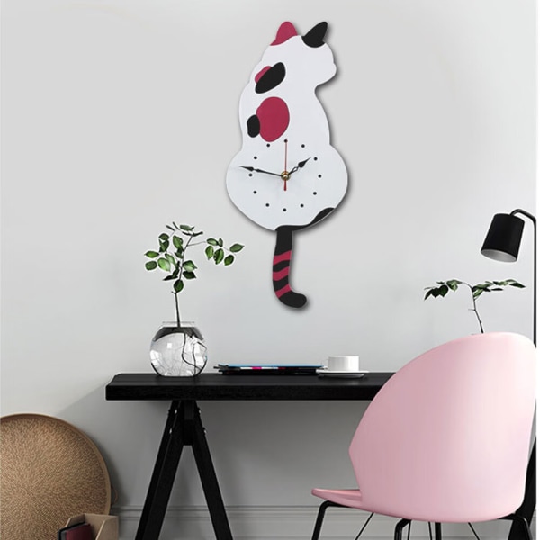DIY Akryl veggklokke Moderne søt katteklokke Shaking Tail Ho