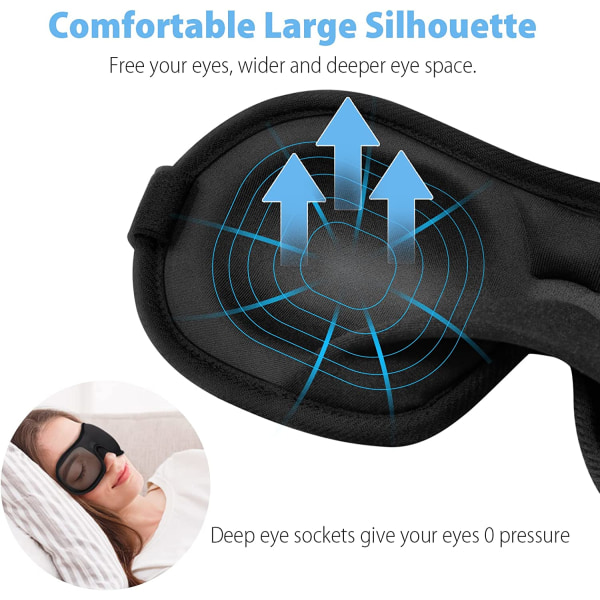 1 stk sovemaske, nattmaske, 3D-anti-lys reisemaske, høye nr