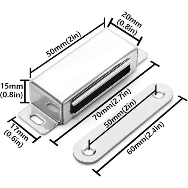 Magnetiske låser magneter, 20 kg magnetisk dørstopper og 12 skruer,