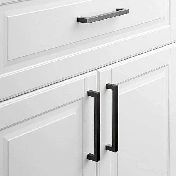 10 stk. køkkenmøbelgreb, sort, 160 mm, moderne firkantede S