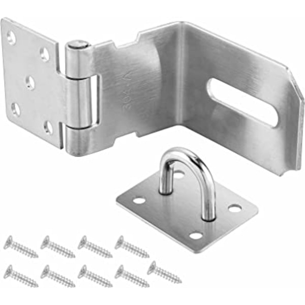 (10 cm, Silver) 2-pack 90 graders hänglås hasp, hänglås dörrspänne
