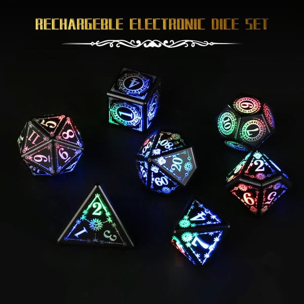 D&D Genopladelige LED Terninger (Multifarvet)