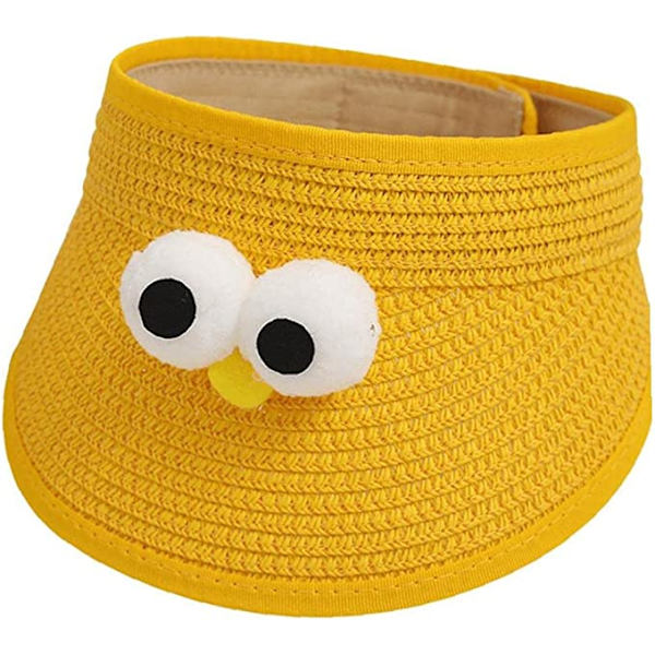 Lasten leveälierinen olkihattu (keltainen, säädettävä 44-50 cm), ba