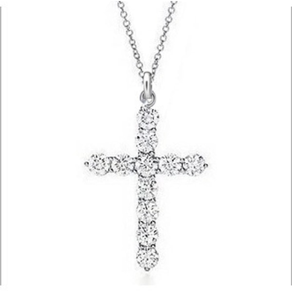 925 Sterling Silver Women's Cubic Zirconia Cross Pendant Necklac