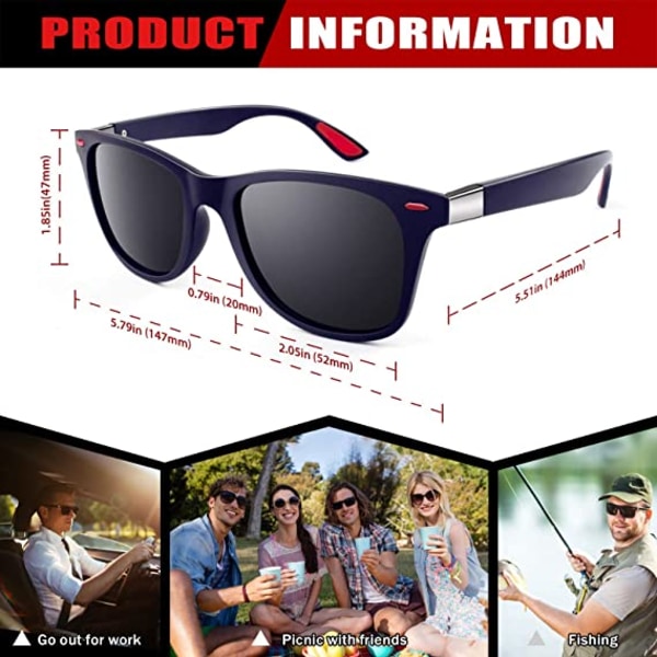 Solbriller Mænd Damer Polariseret rektangel TR90 100% UV-beskyttelse