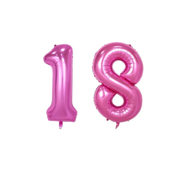 40 tommers store folierosa bursdagsnummerballonger 18. Happy Bi