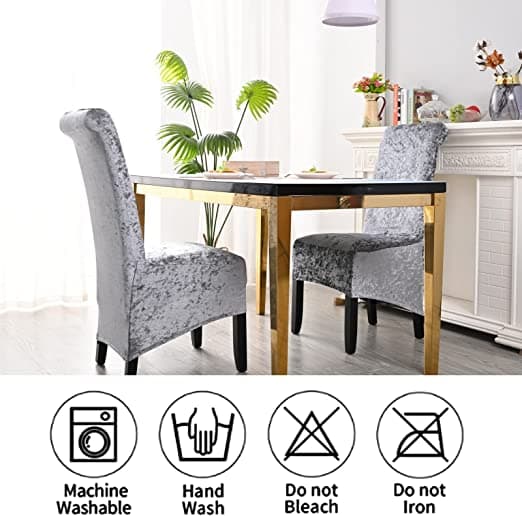 Stolskydd för matsal (grönt, 2-pack), krossad sammet expanderbar
