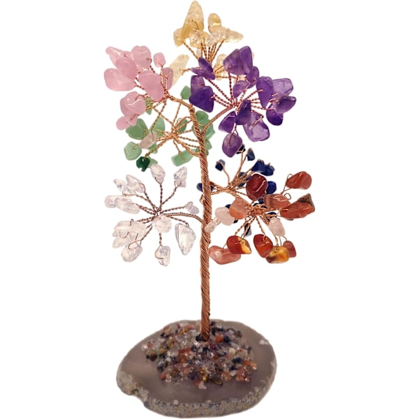 Farverig krystalpengetræ til chakrahealing Feng Shui-formue