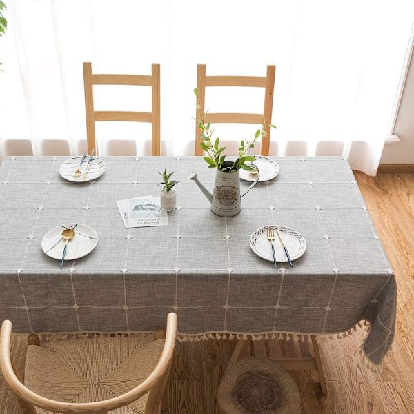 Rektangulær Dug i Bomuldslinned Grå 100*135 cm Dug