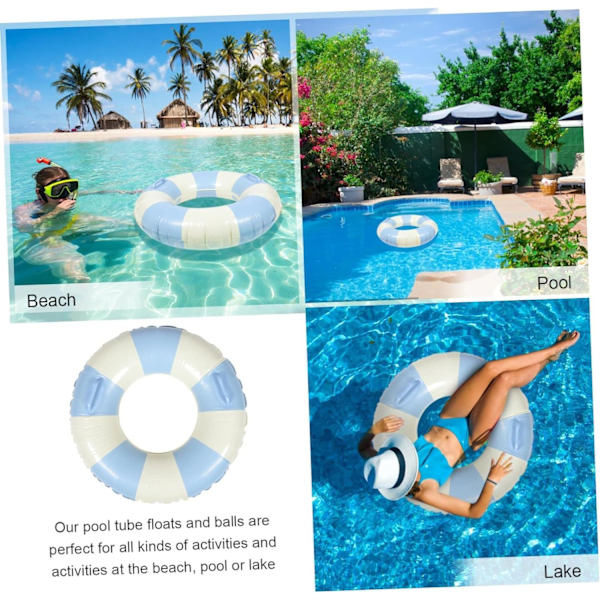 Randig Badring Uppblåsbar Pool Flytring Badring blue