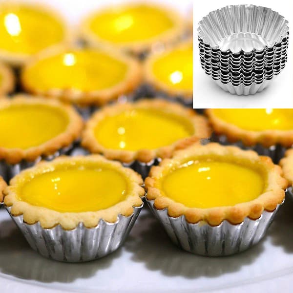 100 stk egg tart aluminium cupcake kakeform kjeksform foret