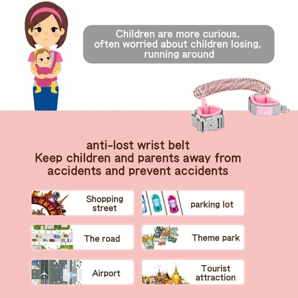 Anti Lost Safety Wrist Link Belt, lasten valjaiden turvavyön turva