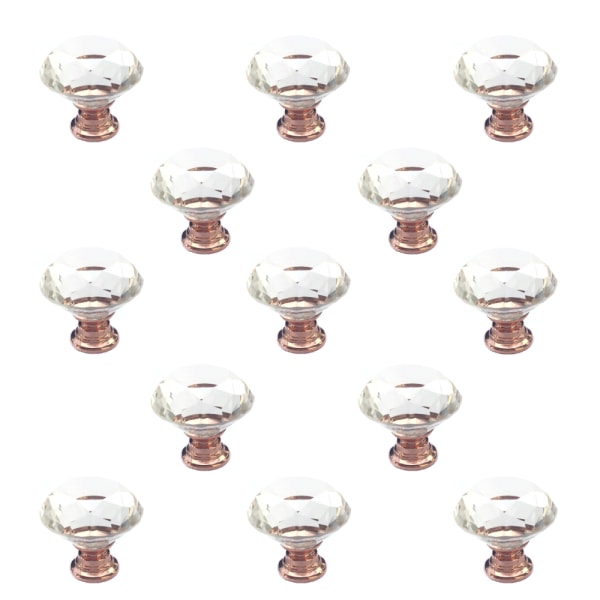 13 stk. 30mm rose krystal zinklegering diamant håndtag furni
