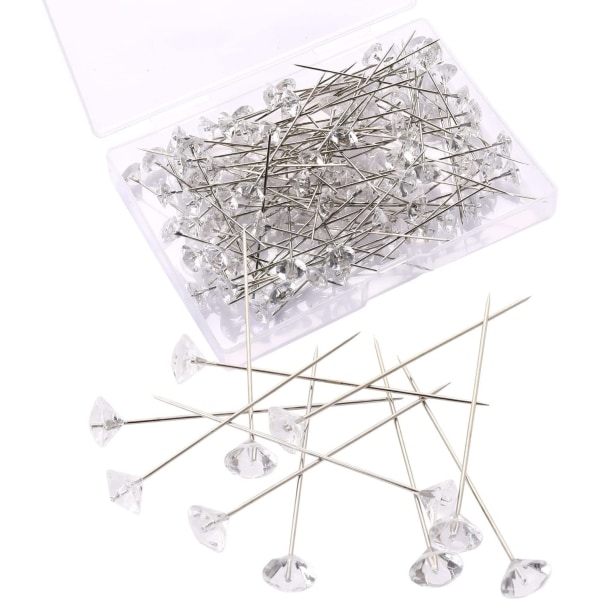 100 stykker diamant buket pin pin gennemsigtig pin pin 2 inkl