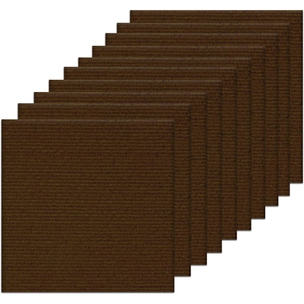 Teppefliser 30 x 30 cm Selvklebende Teppefliser Sklisikre Gjenbrukbare Teppeflater (10 stk) Coffee