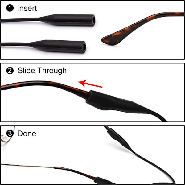 2-pack (Ljusblå) Silikon Elastiska Glasögon med Hållare, Adu