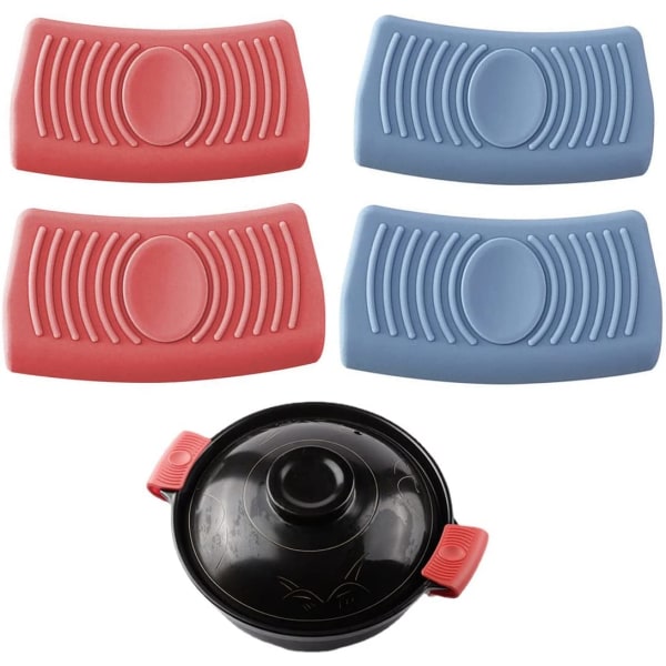 2 Pairs Helper Silicone Handle Holder Heat Insulated Pot Handle